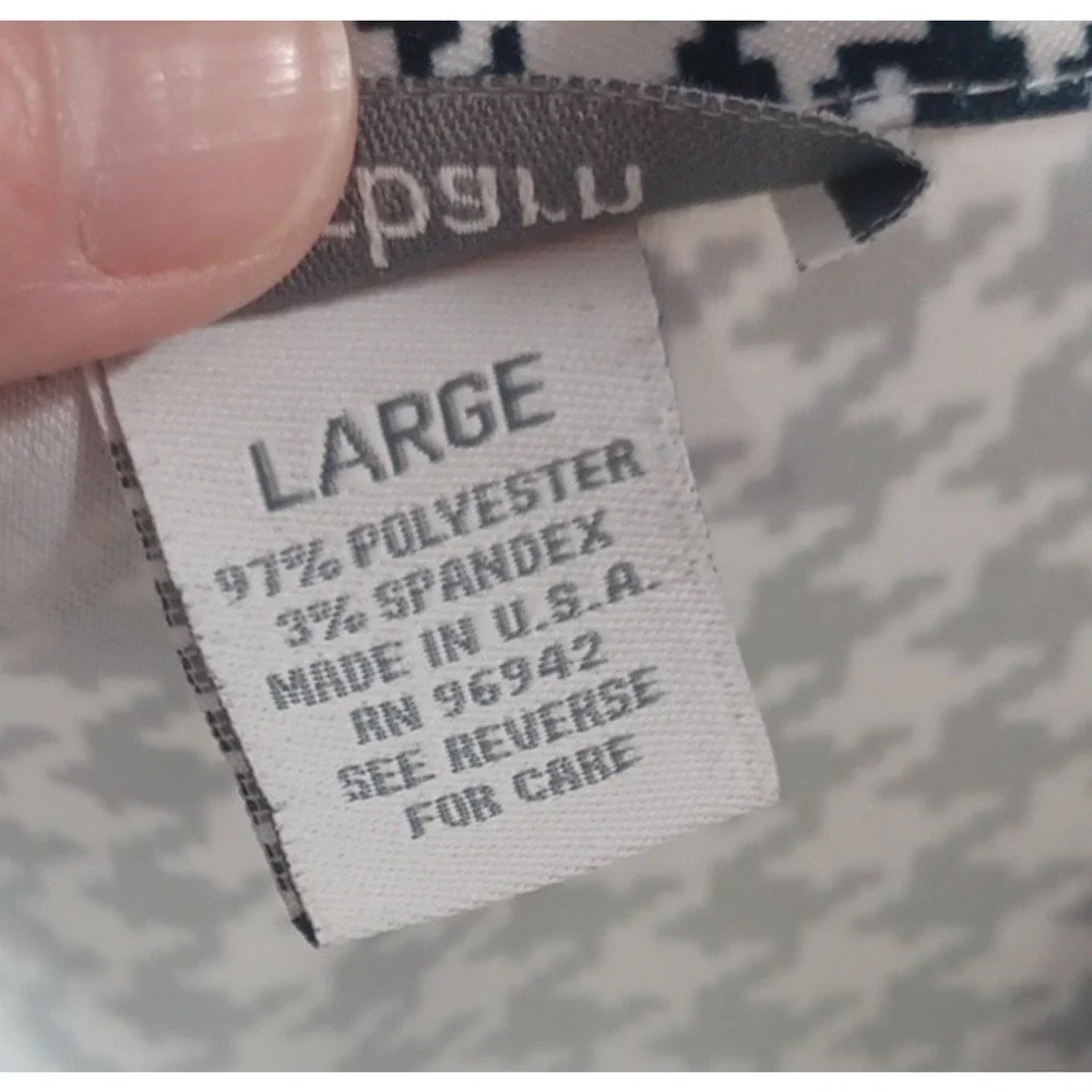 Dressbarn VTG Women's Blk Wht Houndstooth Check Blazer Sz L 3/4 Sleeve USA*READ